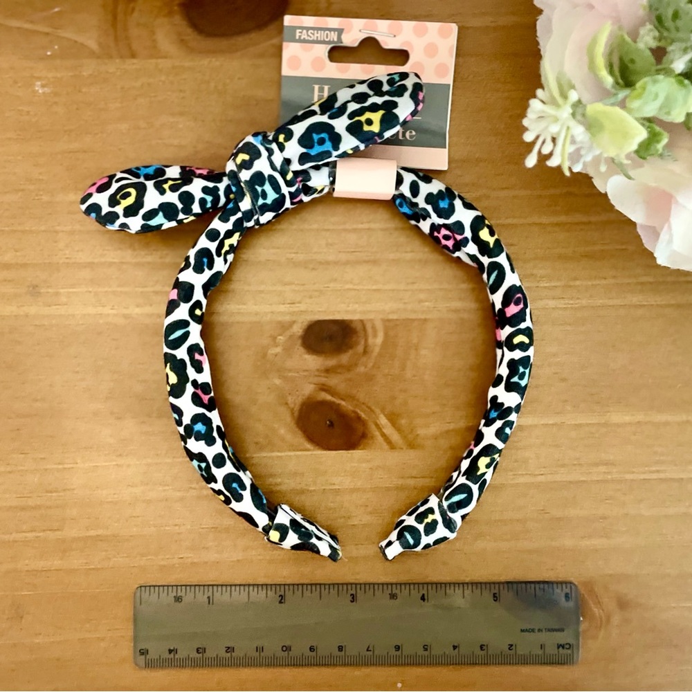 Rainbow Animal Leopard Cheetah Print Headband With Bow Adult NWT